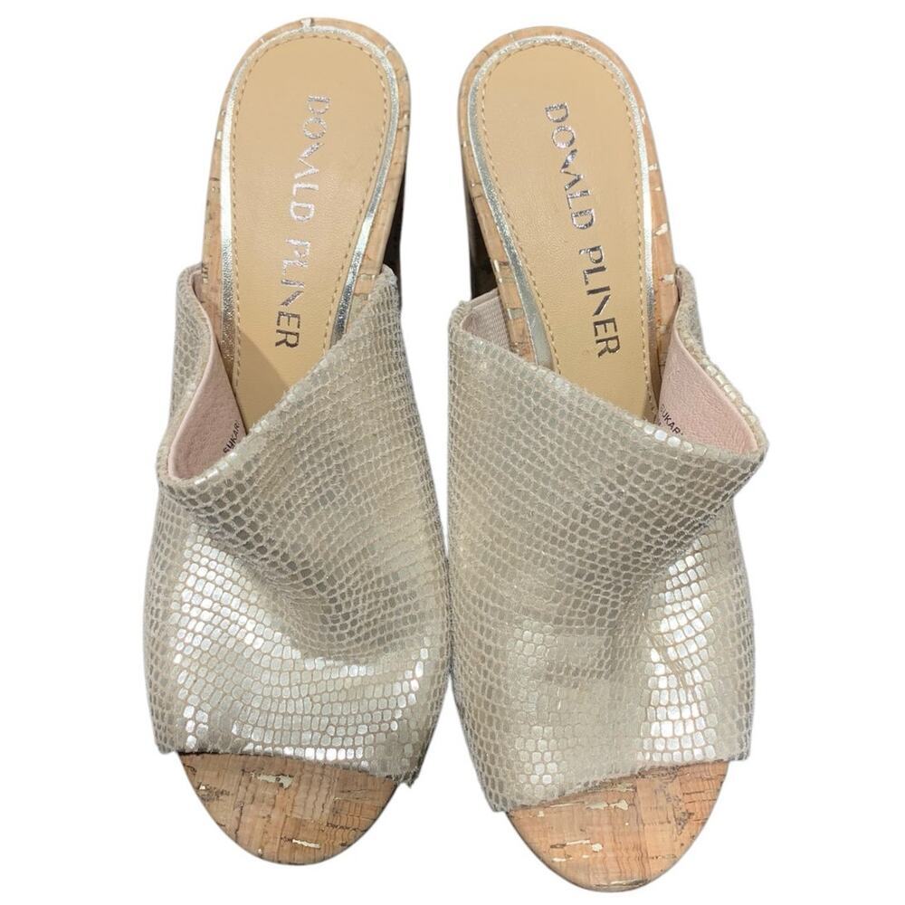 Donald Pliner Sukari-PM Slide Sandal Pebble Metalic Platino HEEL - Picture 9 of 9